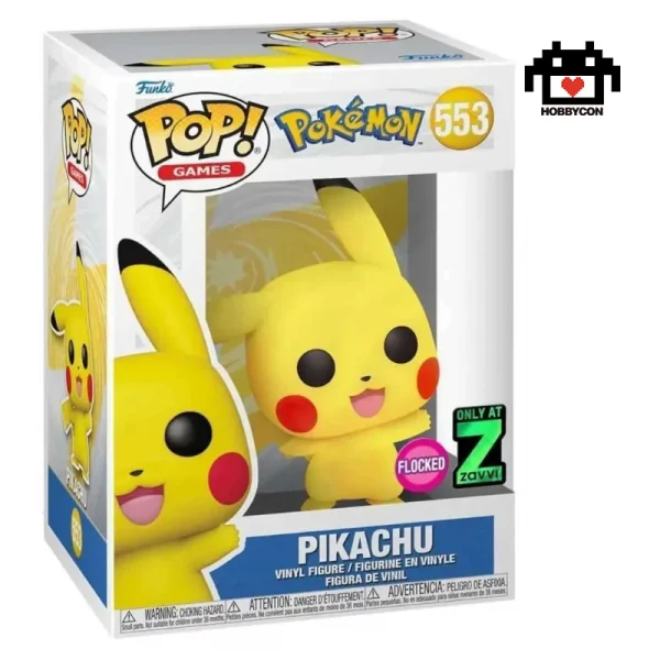Pokemon-Pikachu-553-Flocked-Zavvi-Hobby Con-Funko Pop